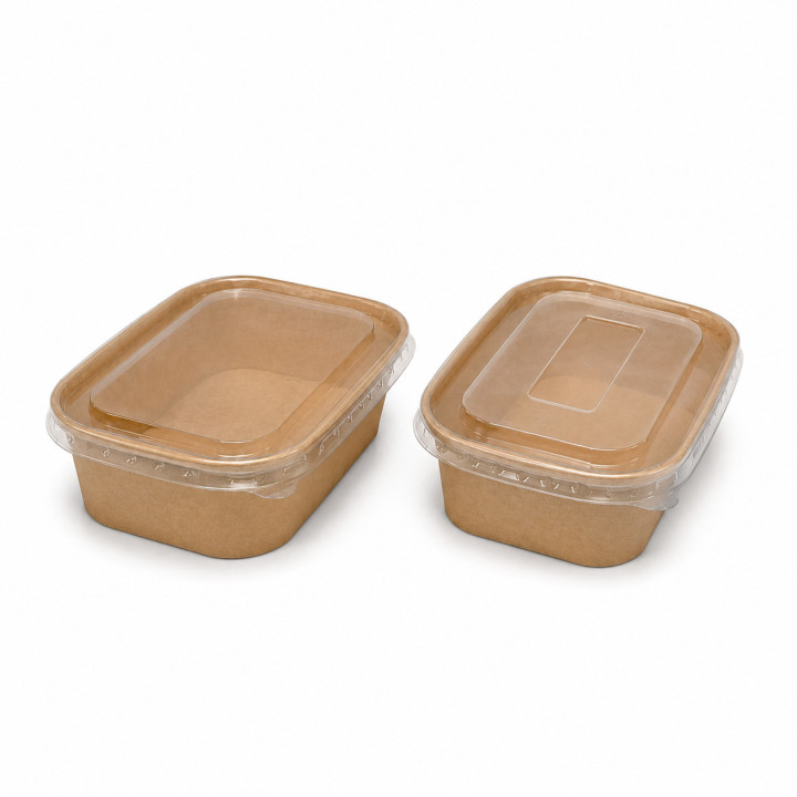 Barquette alimentaire carton rectangle couvercle kraft_