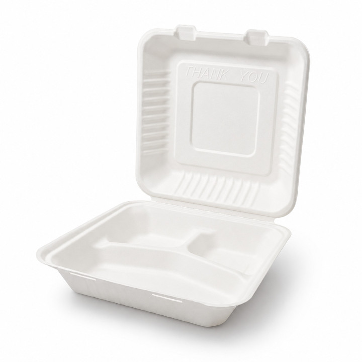 Barquette alimentaire pulpe compartimentée ouvert