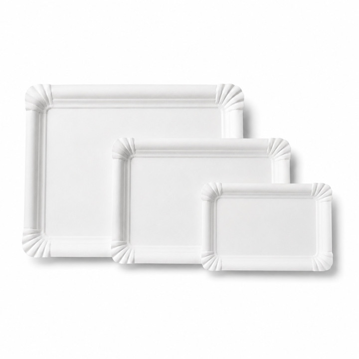Assiette Carton Rectangle  blanche toutes tailles