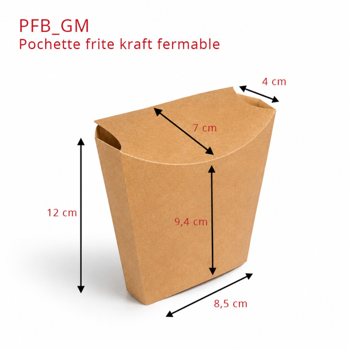 Pochette Frite Kraft Fermable dimensions