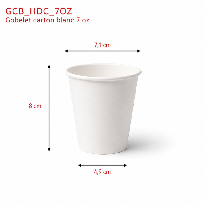 gobelet carton blanc 7 oz dimensions