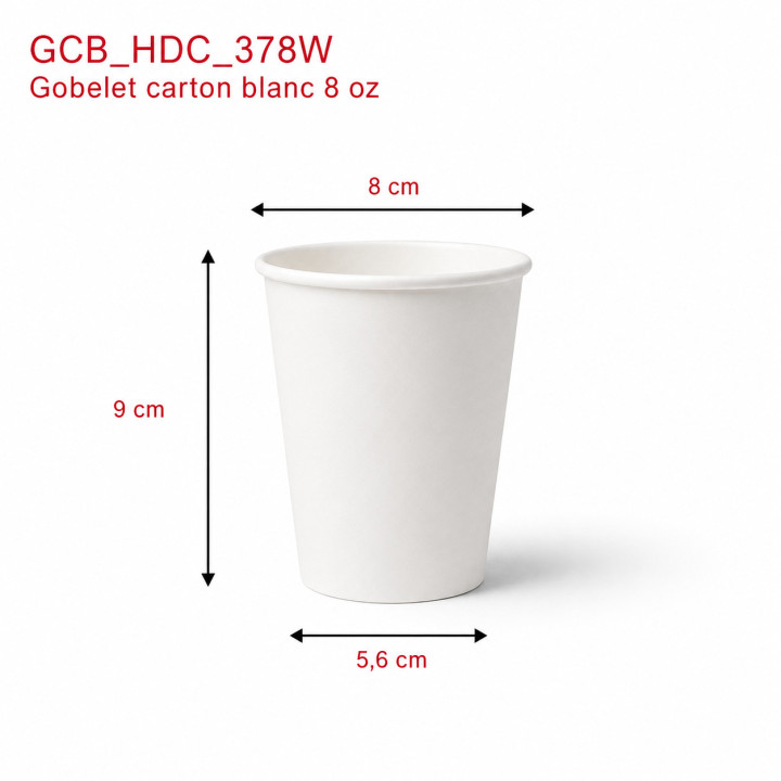 gobelet carton blanc 8 oz dimensions