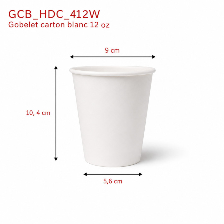 gobelet carton blanc 12 oz dimensions
