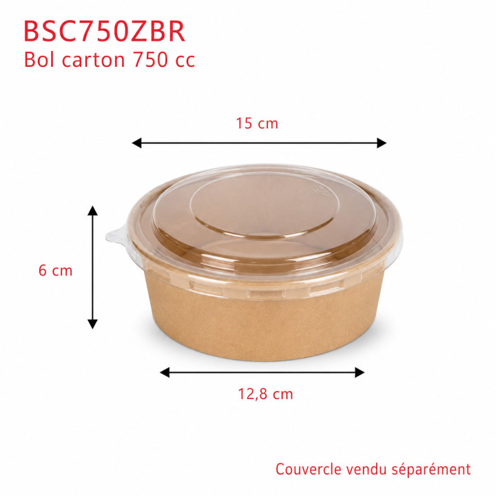 Bol-carton-brun-couvercle unique 750 cc