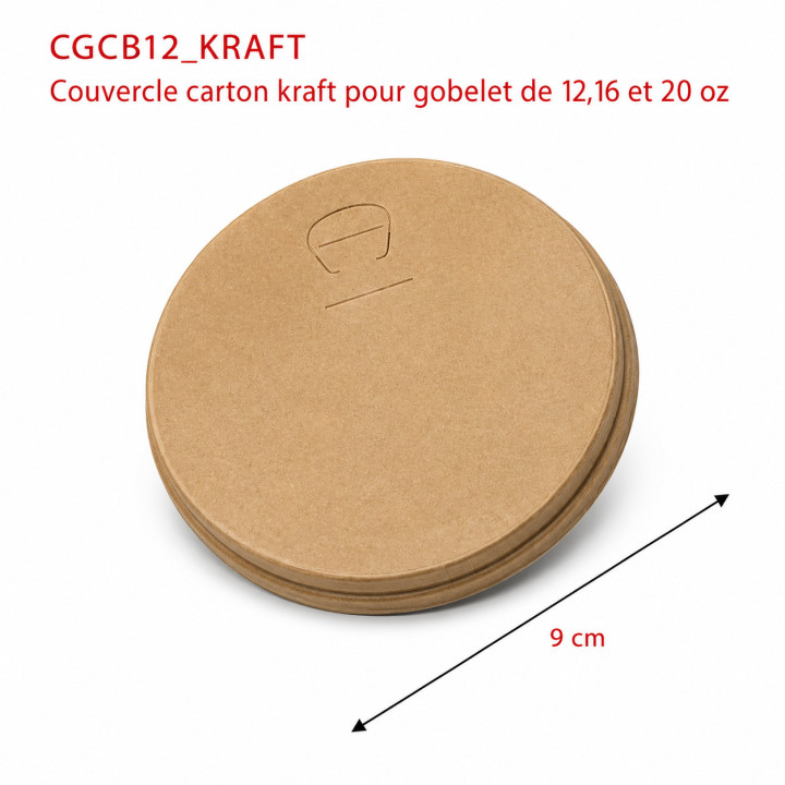 couvercle carton 12 oz kraft 90 mm pour gobelet carton