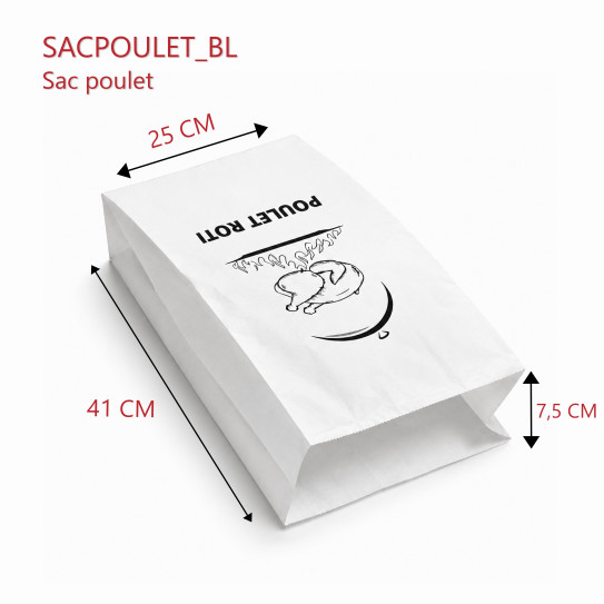 Sac poulet papier blanc dimensions