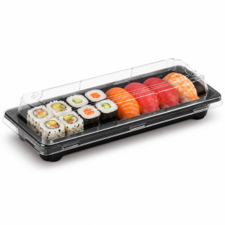 Barquette sushi rectangulaire plastique noire