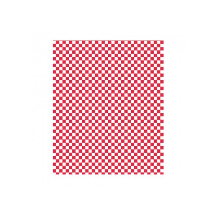 Papier  rectangle damier ingraissable rouge