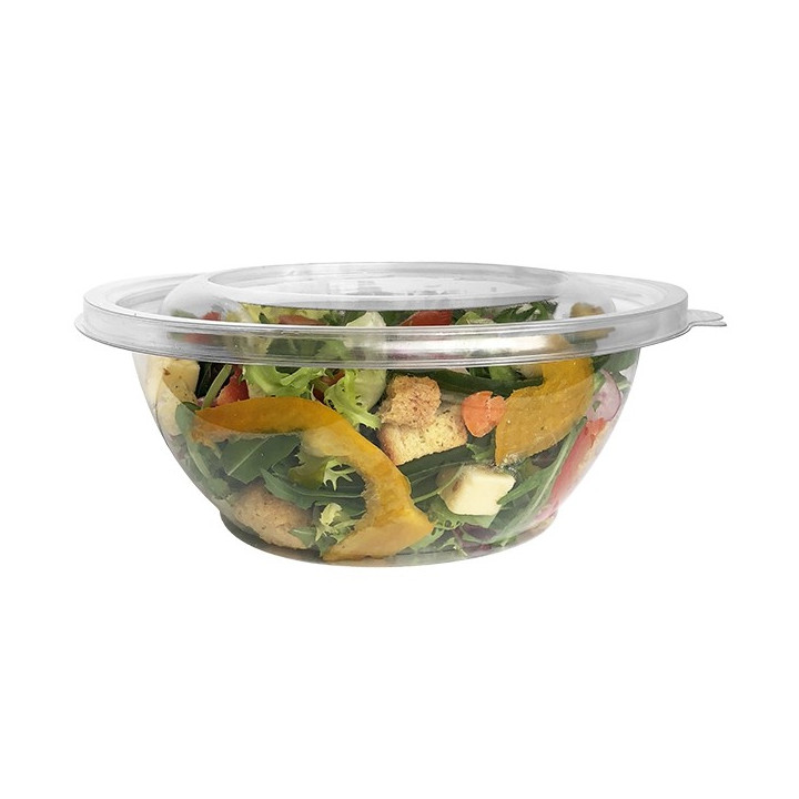 Bol salade plastique plat avec couvercle