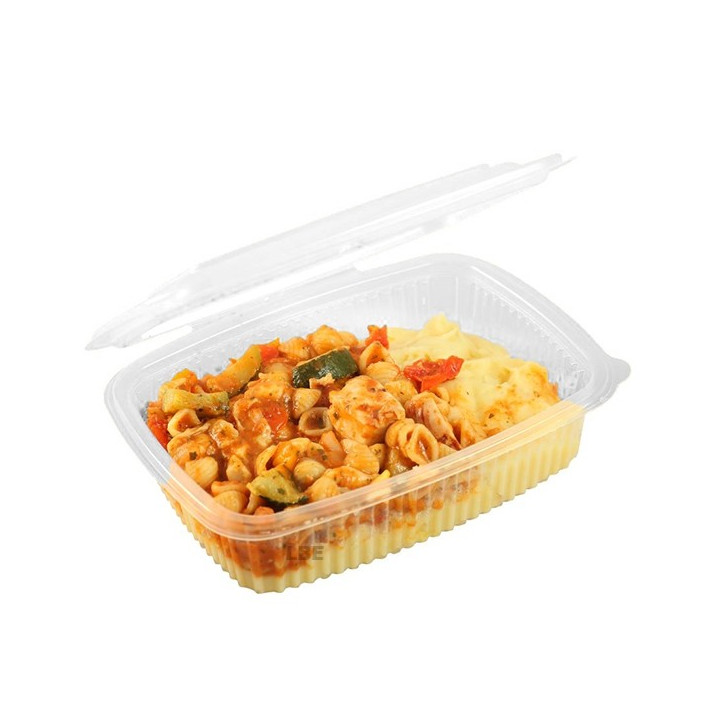 Barquette plastique micro-ondable à charnière (vue de dessus)