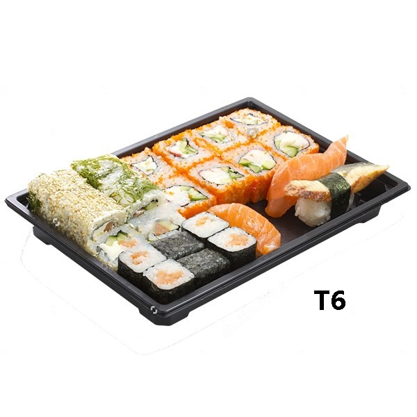 Barquette sushi rectangulaire plastique noire