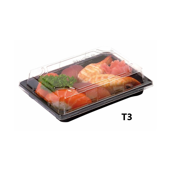 Barquette sushi rectangulaire plastique noire BS_3J_S