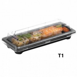 miniature Barquette sushi rectangulaire plastique noire