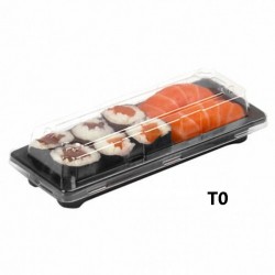 miniature Barquette sushi rectangulaire plastique noire