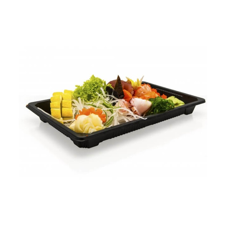 Barquette sushi rectangulaire plastique noire