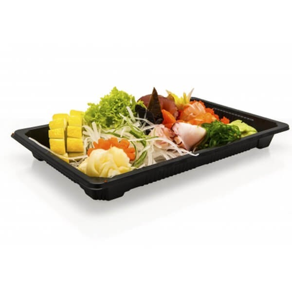 Barquette sushi rectangulaire plastique noire